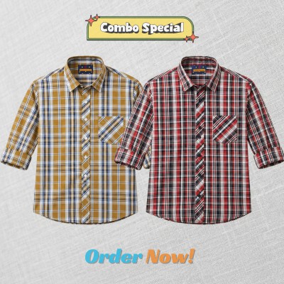 2 Pc Combo Premium Soft Cotton Check Shirt