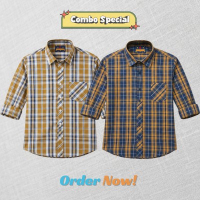 2 Pc Combo Premium Soft Cotton Check Shirt