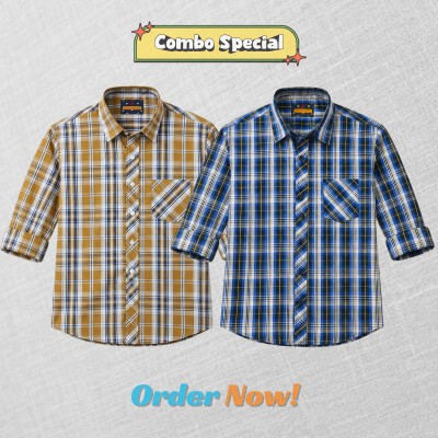 2 Pc Combo Premium Soft Cotton Check Shirt
