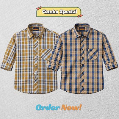 2 Pc Combo Premium Soft Cotton Check Shirt