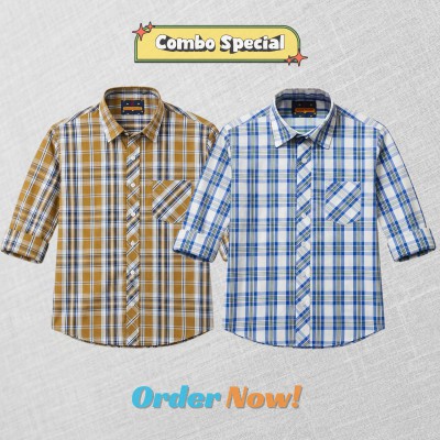 2 Pc Combo Premium Soft Cotton Check Shirt
