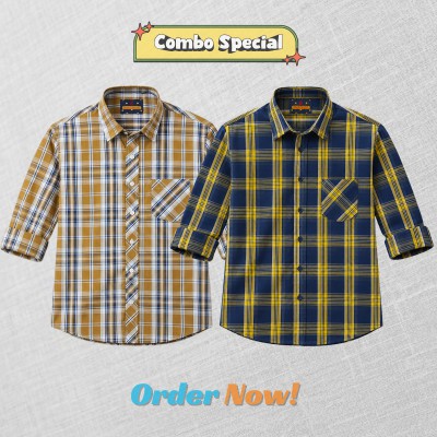 2 Pc Combo Premium Soft Cotton Check Shirt
