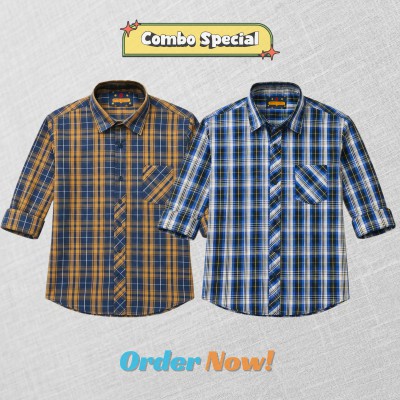 2 Pc Combo Premium Soft Cotton Check Shirt