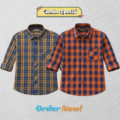 2 Pc Combo Premium Soft Cotton Check Shirt