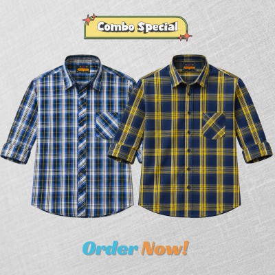2 Pc Combo Premium Soft Cotton Check Shirt