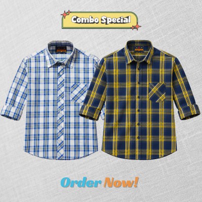 2 Pc Combo Premium Soft Cotton Check Shirt