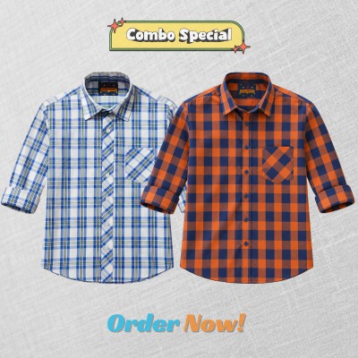 2 Pc Combo Premium Soft Cotton Check Shirt