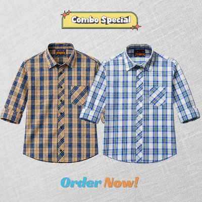 2 Pc Combo Premium Soft Cotton Check Shirt