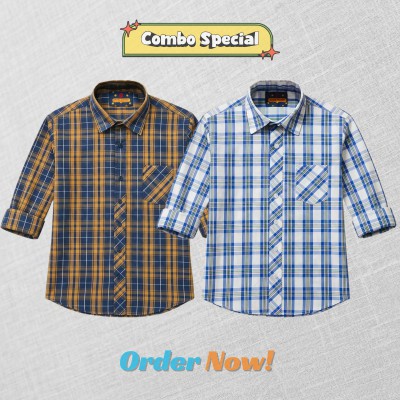 2 Pc Combo Premium Soft Cotton Check Shirt