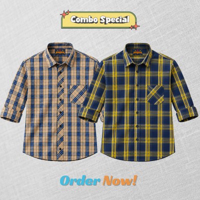 2 Pc Combo Premium Soft Cotton Check Shirt