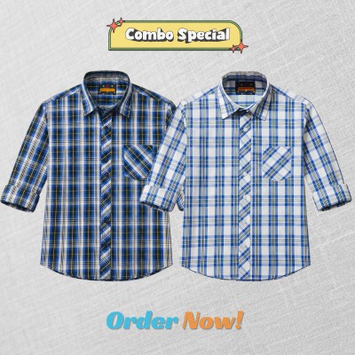 2 Pc Combo Premium Soft Cotton Check Shirt