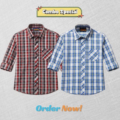 2 Pc Combo Premium Soft Cotton Check Shirt