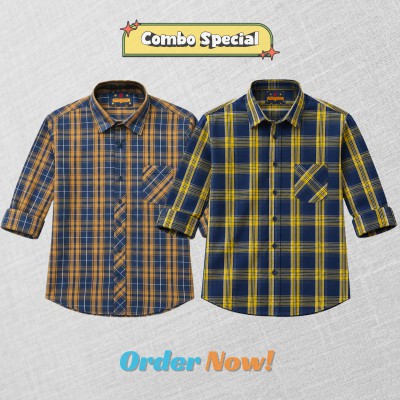 2 Pc Combo Premium Soft Cotton Check Shirt