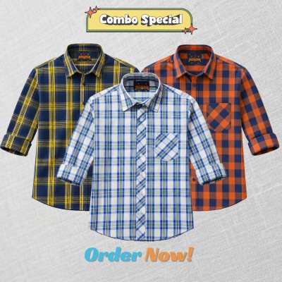 3 Pc Combo Premium Soft Cotton Check Shirt