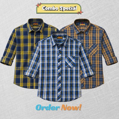 3 Pc Combo Premium Soft Cotton Check Shirt