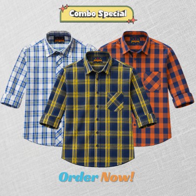 3 Pc Combo Premium Soft Cotton Check Shirt