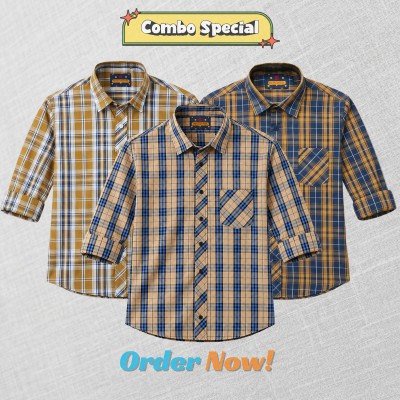 3 Pc Combo Premium Soft Cotton Check Shirt