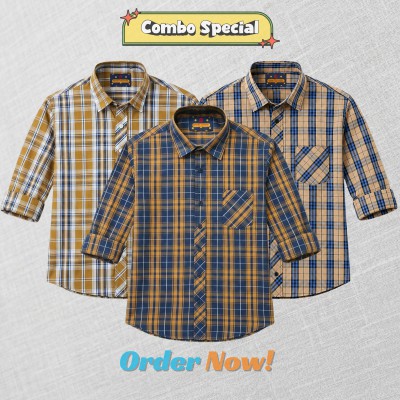 3 Pc Combo Premium Soft Cotton Check Shirt