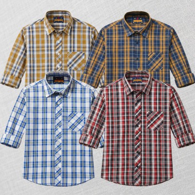 4 Pc Combo Premium Soft Cotton Check Shirt
