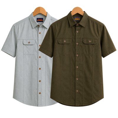 2 Pack Combo Premium Short Sleeves Double Pocket Panel Shirt
