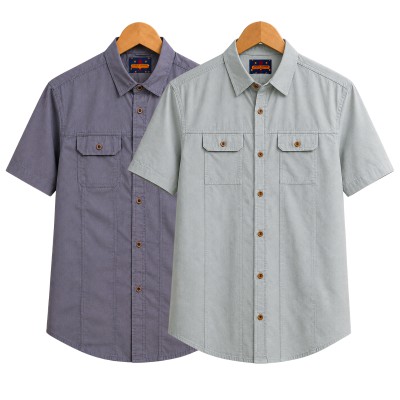 2 Pack Combo Premium Short Sleeves Double Pocket Panel Shirt