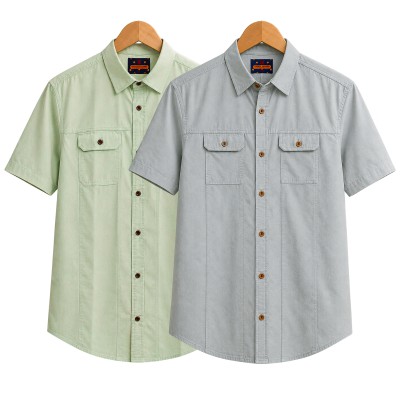 2 Pack Combo Premium Short Sleeves Double Pocket Panel Shirt