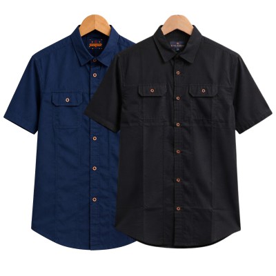 2 Pack Combo Premium Short Sleeves Double Pocket Panel Shirt