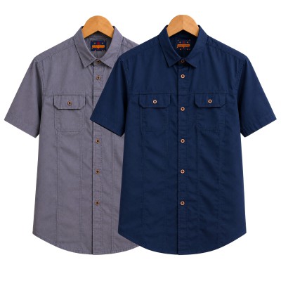 2 Pack Combo Premium Short Sleeves Double Pocket Panel Shirt