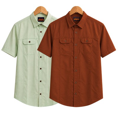 2 Pack Combo Premium Short Sleeves Double Pocket Panel Shirt
