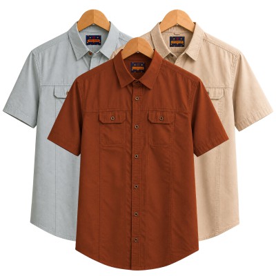 3 Pack Combo Premium Short Sleeves Double Pocket Panel Shirt