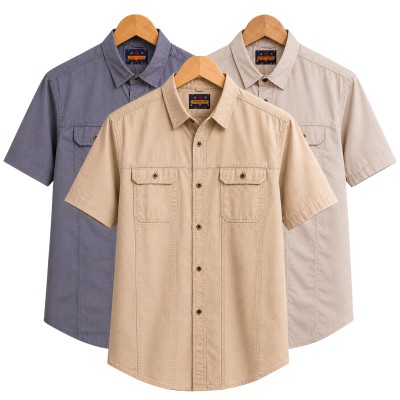 3 Pack Combo Premium Short Sleeves Double Pocket Panel Shirt