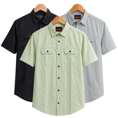 3 Pack Combo Premium Short Sleeves Double Pocket Panel Shirt