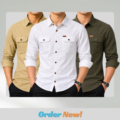3 Pack Combo Premium Full Sleeves Dubble Pocket Panel Shirt